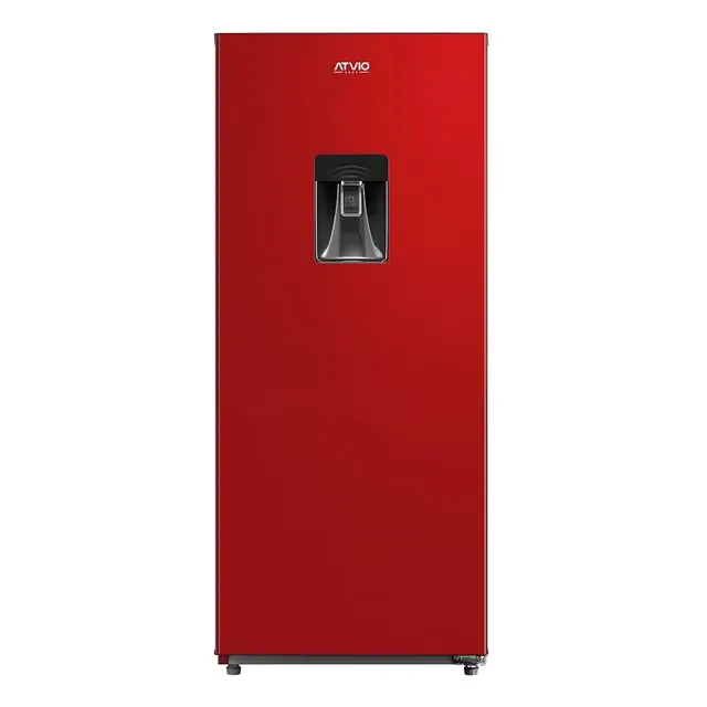 Refrigerador Atvio AT66URR con dispensador rojo